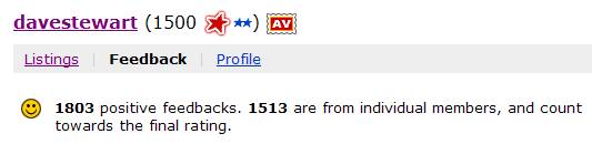1500 Positive Feedbacks as at November 24th 2009